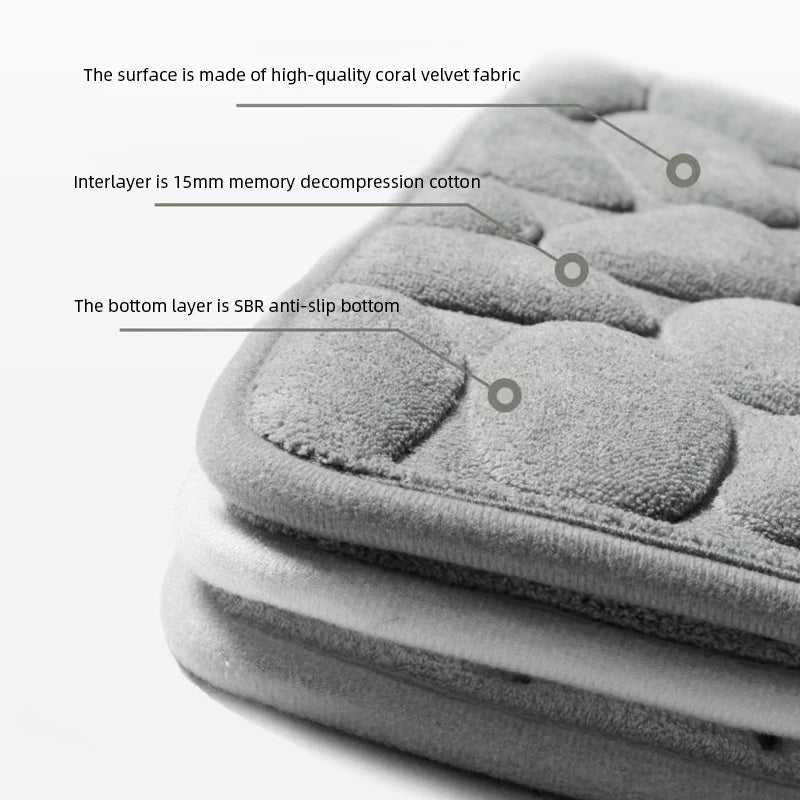 Mat Non Slip Carpets Cobblestone Embossed Bathroom Bath In Wash Basin Bathtub Side Floor Rug Shower Room Doormat Memory Foam