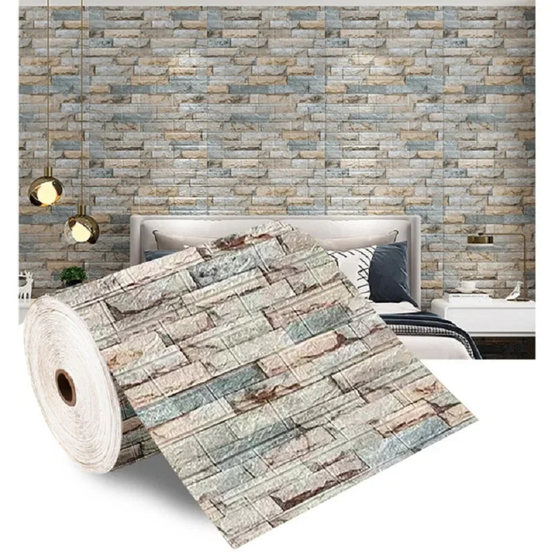 3D Foam Brick Wall Panels Stickers Self Adhesive Waterproof Living Room Wallpaper Wall Decal Home Decor Wallcovering TV Backdrop - Marino Express