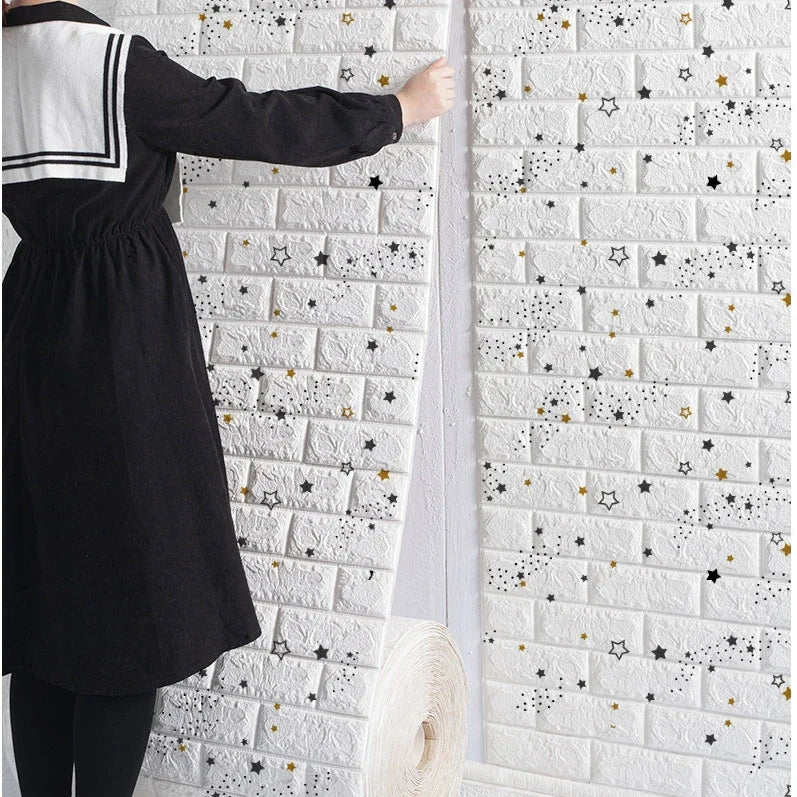 3D Foam Brick Wall Panels Stickers Self Adhesive Waterproof Living Room Wallpaper Wall Decal Home Decor Wallcovering TV Backdrop - Marino Express