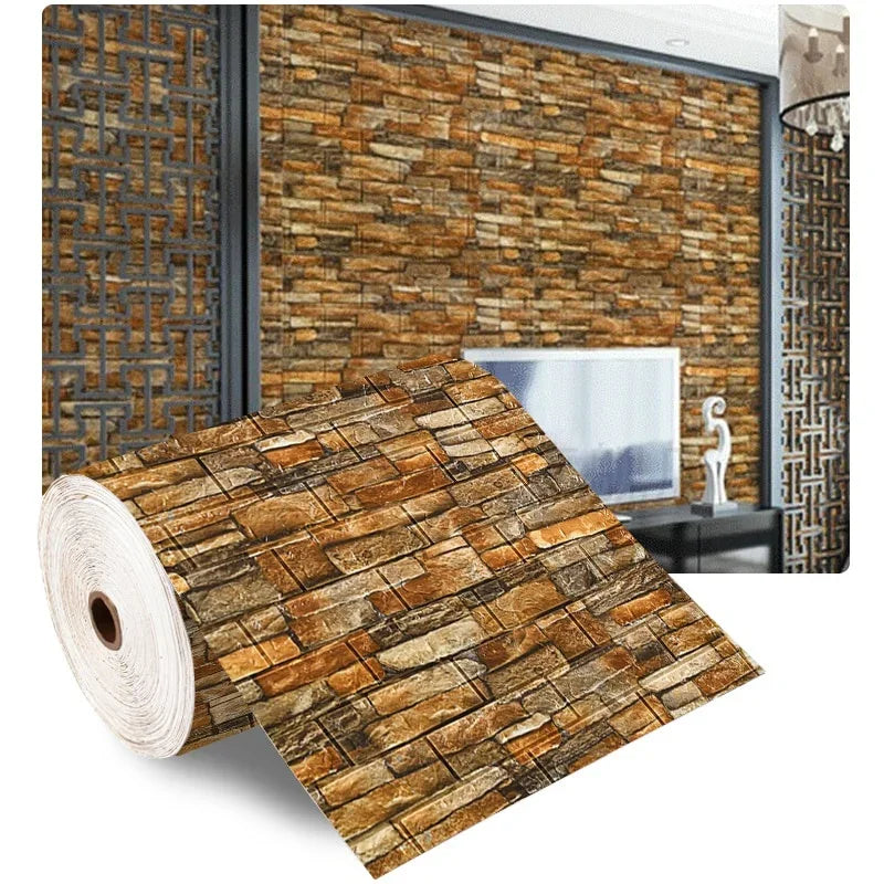 3D Foam Brick Wall Panels Stickers Self Adhesive Waterproof Living Room Wallpaper Wall Decal Home Decor Wallcovering TV Backdrop - Marino Express