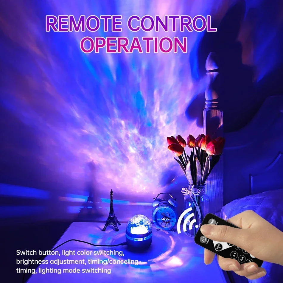 Galaxy Starry Sky LED Projector USB Powered Remote Control Night Light for Children’s Bedroom Christmas/Wedding Ambient Decor