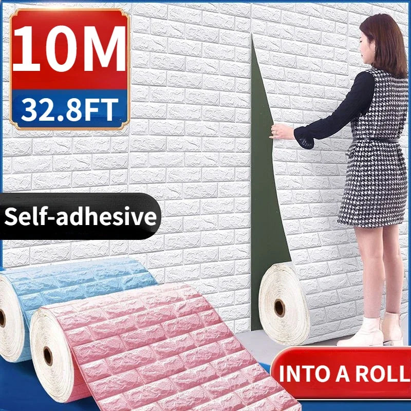 3D Foam Brick Wall Panels Stickers Self Adhesive Waterproof Living Room Wallpaper Wall Decal Home Decor Wallcovering TV Backdrop - Marino Express