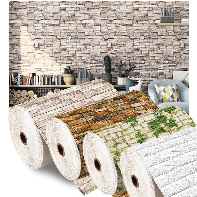 3D Foam Brick Wall Panels Stickers Self Adhesive Waterproof Living Room Wallpaper Wall Decal Home Decor Wallcovering TV Backdrop - Marino Express