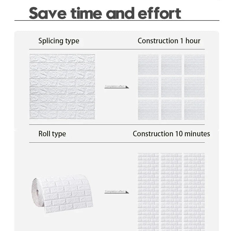 3D Foam Brick Wall Panels Stickers Self Adhesive Waterproof Living Room Wallpaper Wall Decal Home Decor Wallcovering TV Backdrop - Marino Express