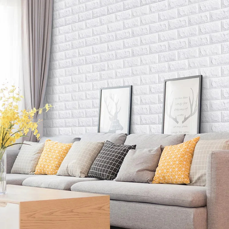 3D Foam Brick Wall Panels Stickers Self Adhesive Waterproof Living Room Wallpaper Wall Decal Home Decor Wallcovering TV Backdrop - Marino Express