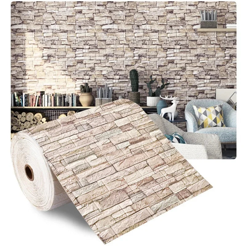 3D Foam Brick Wall Panels Stickers Self Adhesive Waterproof Living Room Wallpaper Wall Decal Home Decor Wallcovering TV Backdrop - Marino Express